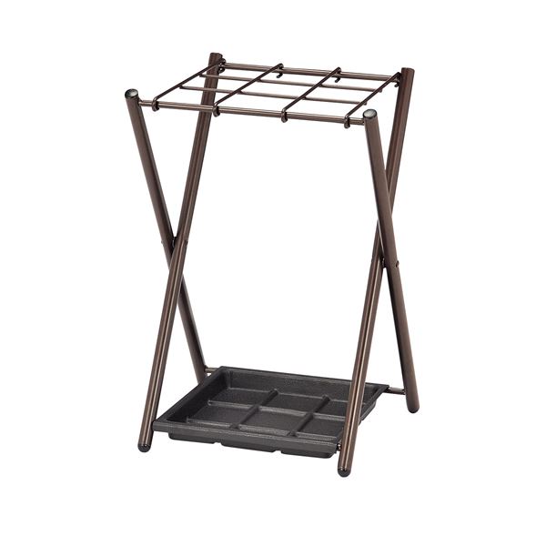 【ポイント20倍】傘立て/アンブレラスタンド 【18本収納可 幅305mm】 ブラウン スチール 受皿付き 〔玄..