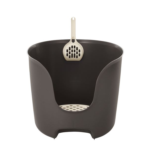 【クーポン配布中&ブラックフライデー対象】（まとめ）ラプレ 壁高ネコトイレ ダークグレー (ペット用品) (×2セット）