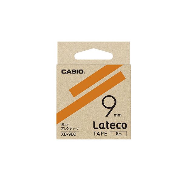 【ポイント20倍】（まとめ） カシオ ラベルライター Lateco 詰め替え用テープ 9mm オレンジテープ 黒文字 【×5セット】