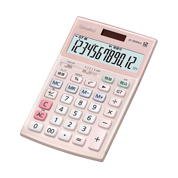 【クーポン配布中】カシオ計算機 CASIO 実務電卓(検算タイプ) ジャストタイプ12桁 ピンク JS-20WKA-PK-N