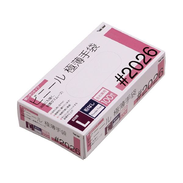 〔まとめ〕 川西工業 ビニール極薄手袋 粉なし 透明 L 〔×10セット〕 使い捨て手袋 使いきり手袋