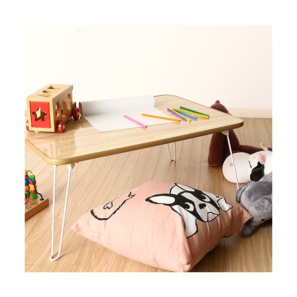 【ポイント20倍】折りたたみテーブル ローテーブル 幅75×奥行50cm ナチュラル×ホワイト スチール コンパクトサイズ リビング ダイニング【代引不可】