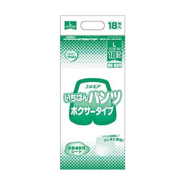 【マラソンでポイント最大46倍】（まとめ）カミ商事 エルモア いちばん パンツボクサータイプ L 1パック（18枚）【×10セット】