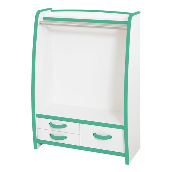 【ポイント20倍】子供用 ハンガーラック/衣類収納 【幅62.6cm グリーン】 日本製 高耐久 引き出し付き 知育家具 EVAキッズシリーズ 【完成品】【代引...
