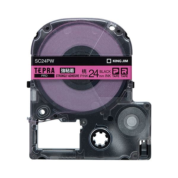 【マラソンでポイント最大47倍】(まとめ) キングジム テプラ PRO テープカートリッジ 強粘着 24mm ピンク/黒文字 SC24PW 1個 【×10セット】