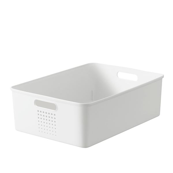 【クーポン配布中&ブラックフライデー対象】収納ボックス 収納ケース L ハーフ 幅26×奥行36×高さ12cm ホワイト×3セット 取っ手穴付き シューノ リビング パントリー