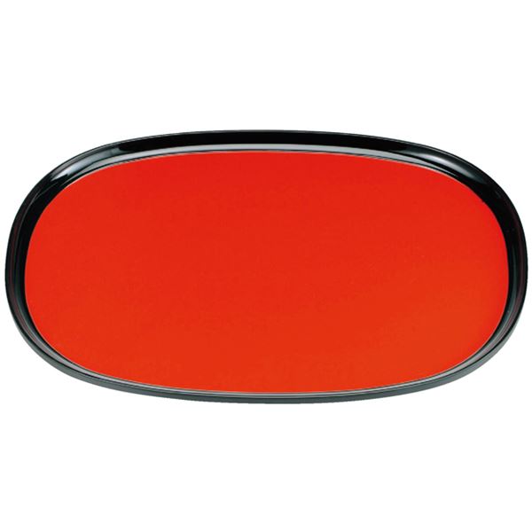 【ポイント20倍】尺4 やすらぎ小判盆/トレー 【朱渕黒SL】 426mm×323mm×18mm 塩ビ 〔和食 レストラン ..