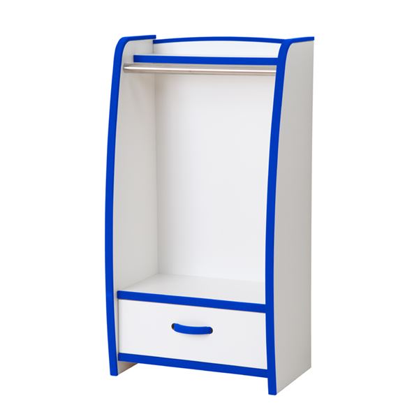 【クーポン配布中】子供用 ハンガーラック/衣類収納 【幅48cm ブルー】 日本製 高耐久 引き出し付き 知育家具 EVAキッズシリーズ 【完成品】【代引不可】