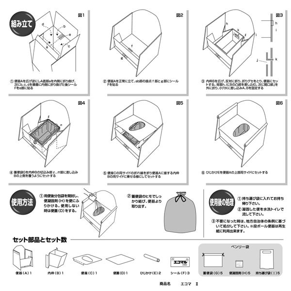 (まとめ) エコマルII/簡易トイレ 【椅子式 肘付き】 段ボール製 繰り返し使える 〔災害時 アウトドア 福祉〕 【×1セット】