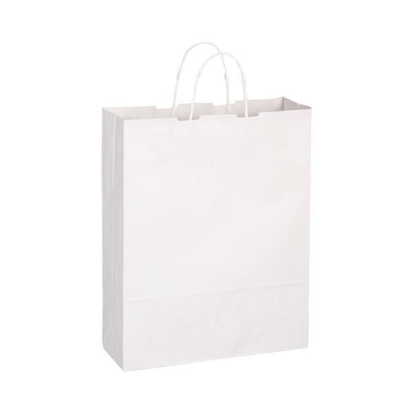 【ポイント20倍】(まとめ) TANOSEE 手提袋 丸紐 大 ヨコ320×タテ400×マチ幅115mm 白無地 1パック(50枚) 【×10セット】