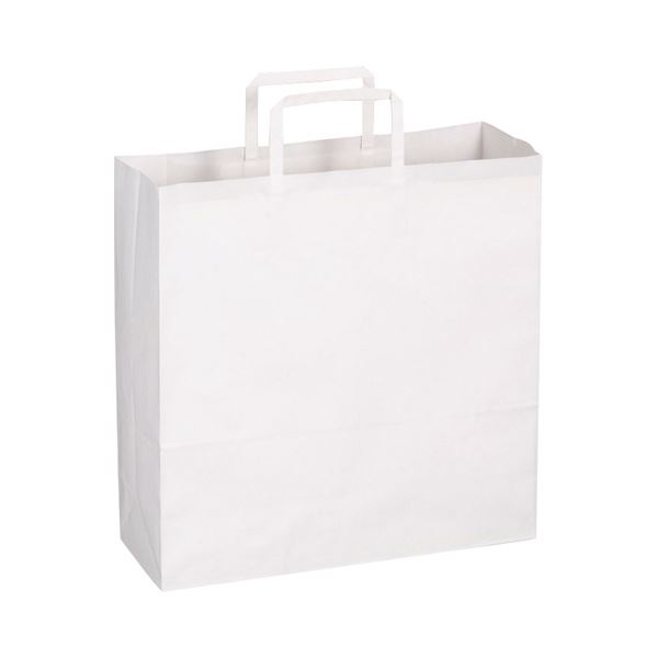 【ポイント20倍】(まとめ)TANOSEE 紙手提袋 平紐 中ヨコ320×タテ320×マチ幅115mm 白無地 1パック(50枚)【×10セット】