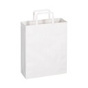 【ポイント20倍】(まとめ)TANOSEE 紙手提袋 平紐 小ヨコ260×タテ320×マチ幅100mm 白無地 1パック(50枚)【×10セット】