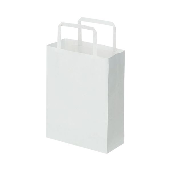 【ポイント20倍】(まとめ)TANOSEE 紙手提袋 平紐 極小ヨコ180×タテ240×マチ幅80mm 白無地 1パック(50枚)【×10セット】