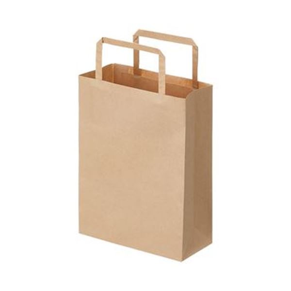 【ポイント20倍】(まとめ)TANOSEE 紙手提袋 平紐 極小ヨコ180×タテ240×マチ幅80mm 茶無地 1パック(50枚)【×20セット】