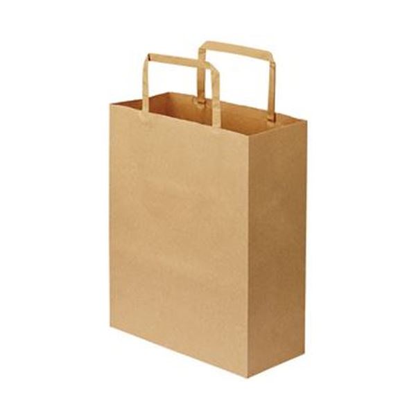 【ポイント20倍】(まとめ)TANOSEE 紙手提袋 平紐 特小ヨコ200×タテ245×マチ幅90mm 茶無地 1パック(50枚)【×20セット】