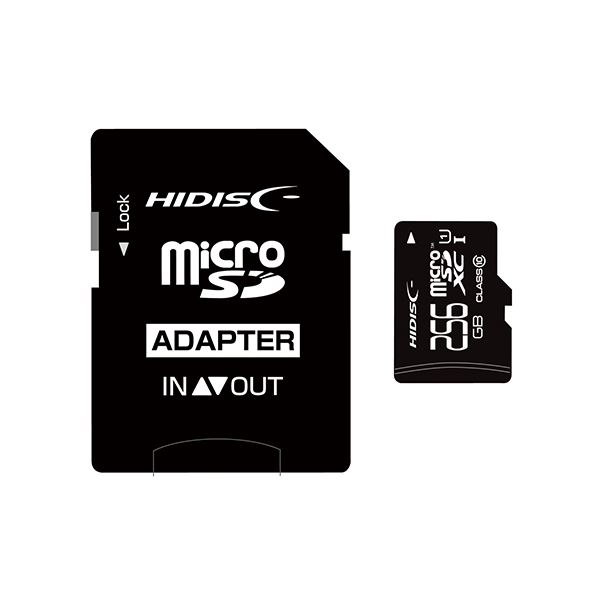 【クーポン配布中&スーパーSALE対象】HIDISC microSDXCカード 256GB CLASS10 UHS-1対応 SD変換アダプタ付き HDMCSDX256GCL10UIJP3