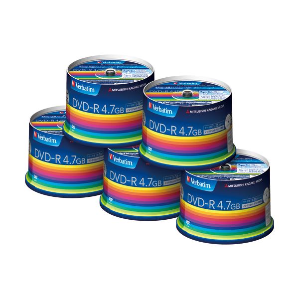 【クーポン配布中】(まとめ）バーベイタム データ用DVD-R4.7GB 1-16倍速 スピンドルケース DHR47JP50V3C 1箱(250枚:50枚×5個)【×3セット】
