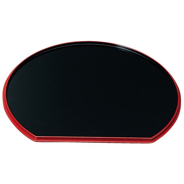 【ポイント20倍】尺2 半月両面盆/トレー 【黒天朱/朱天黒】 360×316×13mm 日本製 〔和食 レストラン 居酒屋 店舗 お店〕【代引不可】
