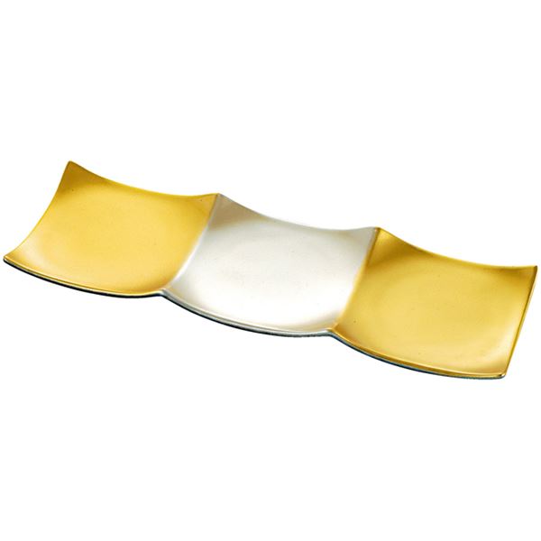 【クーポン配布中】3連ABS 和食器/皿 【金銀粉蒔市松裏黒 A】 286×95×23mm 日本製 〔和食 レストラン 居酒屋 店舗 お店〕【代引不可】