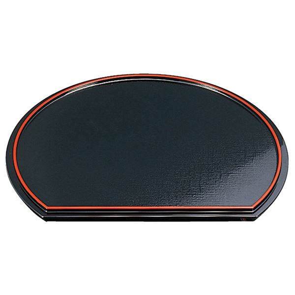 【スーパーSALEでP最大47倍】尺2 半月布目両面盆/トレー 【黒/朱】 360×303×17mm 日本製 〔和食 レストラン 居酒屋 店舗 お店〕【代引不可】