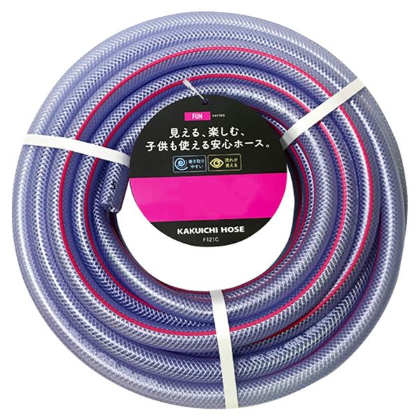 【ポイント20倍】（まとめ）カクイチ FUN 3m巻 クリアー プラス ピンクライン 内径15mm F121C ホース 【×3セット】