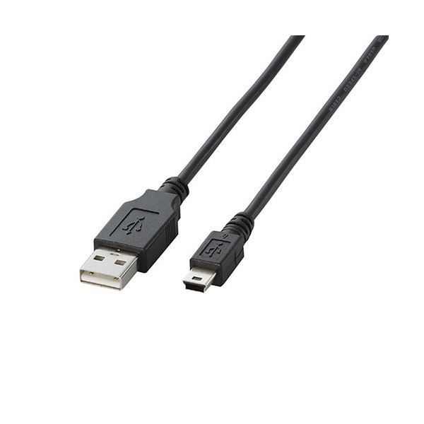 【クーポン配布中&マラソン対象】【5個セット】エレコム USB2.0ケーブル/A-miniBタイプ/ノーマル/5m/ブラック U2C-M50BKX5