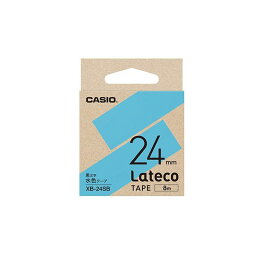 【クーポン配布中】（まとめ） カシオ ラベルライター Lateco専用詰替用テープ 水色に黒文字 24mm 【×3セット】