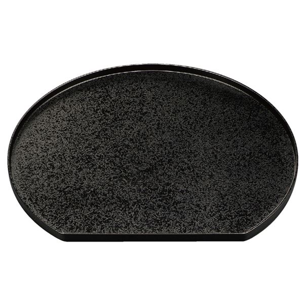 【クーポン配布中】尺2 半月盆/トレー 【黒乾漆クリヤータタキ A】 360mm×322mm×16mm 日本製 〔和食 レストラン 居酒屋 店舗 お店〕【代引不可】