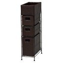 【クーポン配布中】省スペース ランドリーラック/洗濯収納 【ダークブラウン 引出し3段 幅20.5cmタイプ】 スチールパイプ 〔脱衣所 洗面所〕 完成品【代引不可】(3)