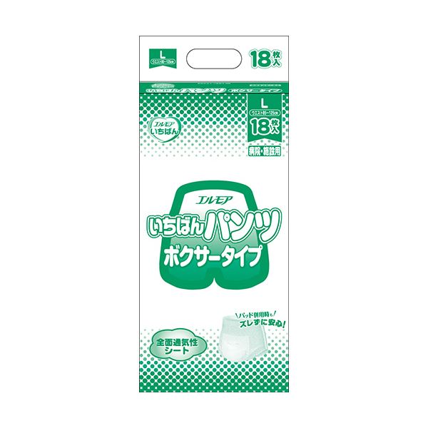 【ポイント20倍】（まとめ）カミ商事 エルモア いちばん パンツボクサータイプ L 1パック（18枚）【×5セット】