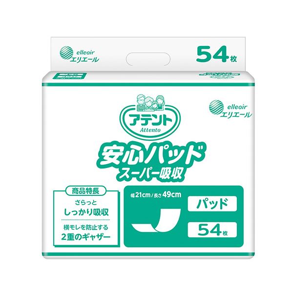 【ポイント20倍】（まとめ） 大王製紙 アテント安心パッドスーパー吸収 54枚 1P 【×3セット】