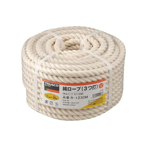 【マラソンでP最大47倍】TRUSCO 綿ロープ 3つ打 線径12mm×長さ30m バンド掛け巻き R-1230M 1巻 【マラソンでP最大47倍】TRUSCO 綿ロープ 3つ打 線径12mm×長さ30m バンド掛け巻き R-1230M 1巻