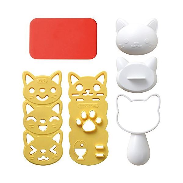 【クーポン配布中&ブラックフライデー対象】(まとめ) おむすびニャン/おにぎり型 【ハンドル付き】 ネコ キャラ弁 型抜き のりカッター 【×60個セット】