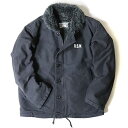 【クーポン配布中&マラソン対象】アメリカ軍 N-1 デッキジャケット ストーンウォッシュ加工 ブラック(裏ボア グレー) 36(M)