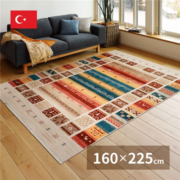 【ポイント20倍】トルコ製 ラグマット/絨毯 【約160×225cm】 長方形 折りたたみ可 『RAKKAS ヴィフ』 〔リビング ダイニング〕【代引不可】