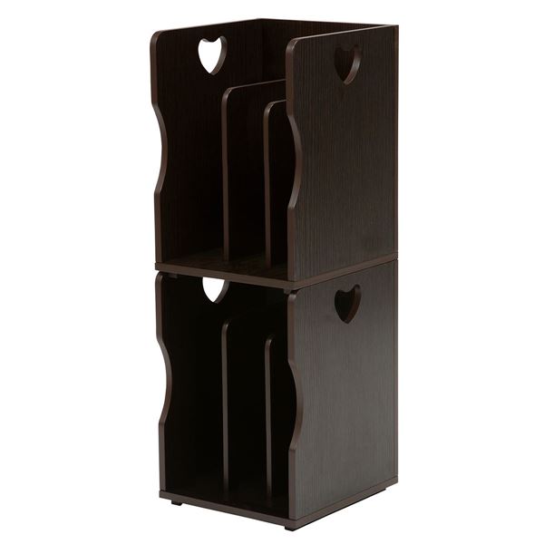 【ポイント20倍】〔2個セット〕 ブックスタンド 本立て 約幅24.5×奥行25.5×高さ34.5cm ダークブラウン A4サイズ可 スタッキング リビング【代引不可】