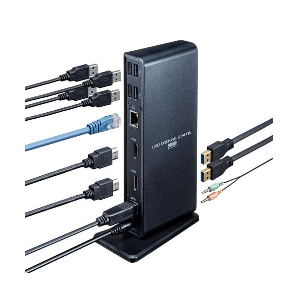 【マラソンでP最大47倍】サンワサプライ Type-C・USB3.2A接続デュアルHDMIドッキングステーション USB-CVDK7