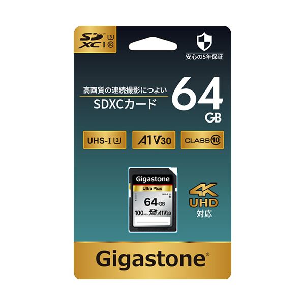 【クーポン配布中】Gigastone SDXCカード 64GB V30 UHS-1 U3 A1 GJSX-64GV3A1 1枚