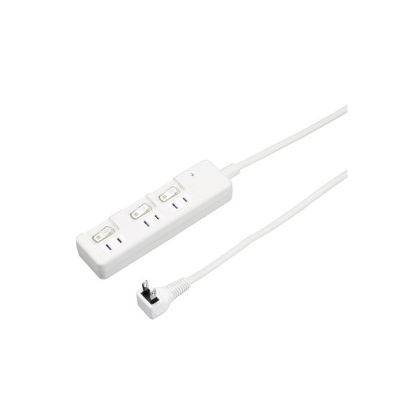 【クーポン配布中】【5個セット】 YAZAWA 雷ガード付 3個口 節電タップ 2m ホワイト H8KS332WHX5