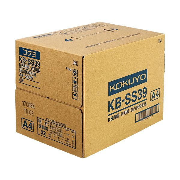 【ポイント20倍】(まとめ) コクヨ KB用紙(共用紙)(低白色再生紙) A4 KB-SS39 1セット(2500枚：500枚×5冊) 【×5セット】