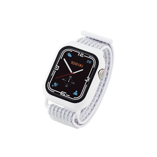 【ポイント20倍】エレコム Apple Watch41mm用フルカバーケース ファブリックバンド一体型 ホワイト AW-21BBCFBWH