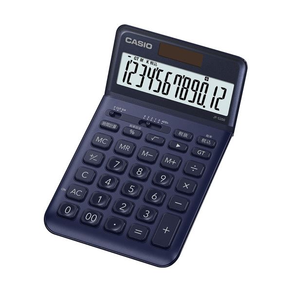 【ポイント20倍】(まとめ) カシオ デザイン電卓 12桁ジャストタイプ ネイビー JF-S200-NY-N 1台 【×5セット】