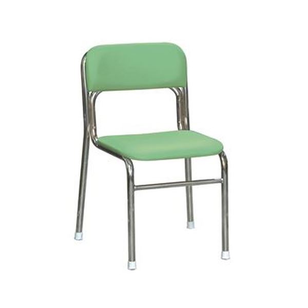 【クーポン配布中&ブラックフライデー対象】スタッキングチェア 幅45cm グリーン×クロムメッキ 重さ4.5kg 軽量 日本製 防汚 スチール 完成品 1脚販売 リビング 在宅ワーク【代引不可】
