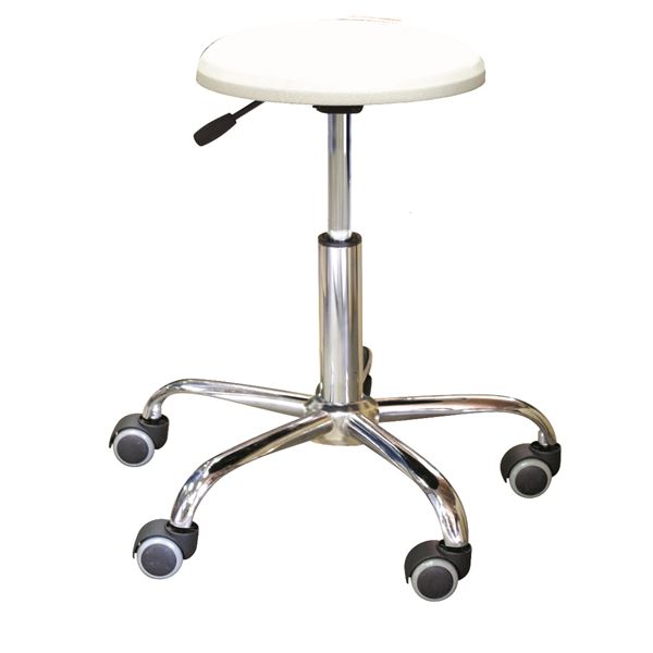 【ポイント20倍】キャスター付き 丸椅子 【ホワイト×クロームメッキ】 幅50cm 日本製 スチール 【代引不可】