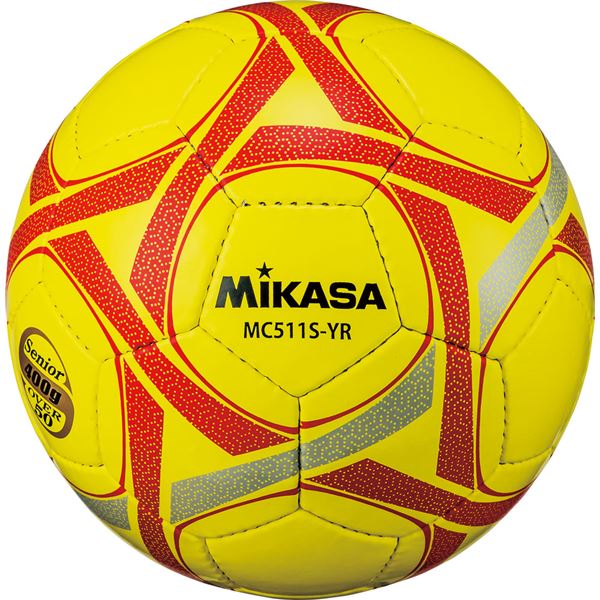 【ポイント20倍】MIKASA（ミカサ）サッカーボール軽量5号球 シニア（50歳以上）用 イエローレッド【MC511SYR】