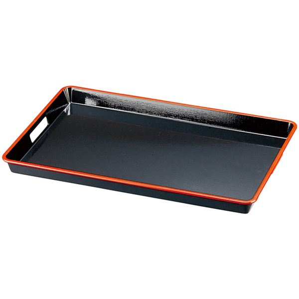 【クーポン配布中】尺9 ABS 布目脇取盆/トレー 【黒天朱SL A】 574×365×42mm 日本製 〔和食 レストラン 居酒屋 店舗 お店〕【代引不可】