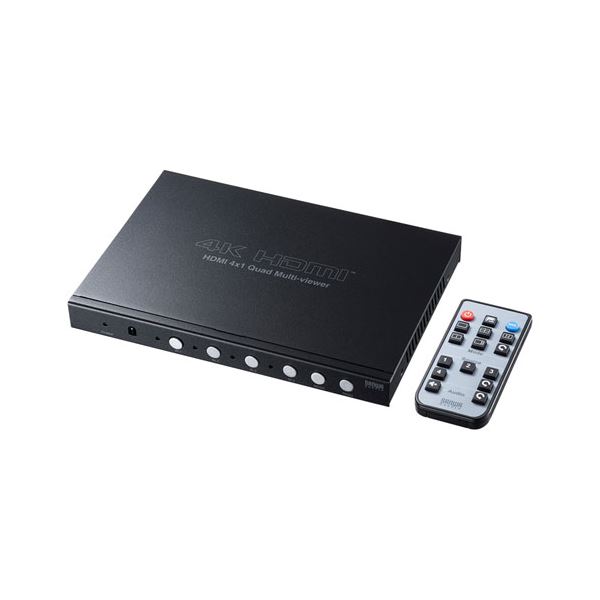 ■商品内容サンワサプライ 4入力1出力HDMI画面分割切替器(4K対応) SW-UHD41MTV■商品スペックアスベスト 非含有RoHS指令 非対応J-Moss 対象外環境自己主張マーク なしその他環境及び安全規格 -電波法備考 電波を発しない製品のため電気通信事業法備考 公衆回線に接続しないため電波法 非対象電気通信事業法 非対象法規関連確認日 20100115電気用品安全法(本体) 適合電気用品安全法(付属品等) 適合/例外承認電気用品安全法(備考) 直流電源装置■送料・配送についての注意事項●本商品の出荷目安は【1 - 5営業日　※土日・祝除く】となります。●お取り寄せ商品のため、稀にご注文入れ違い等により欠品・遅延となる場合がございます。●本商品は仕入元より配送となるため、沖縄・離島への配送はできません。[ SW-UHD41MTV ]