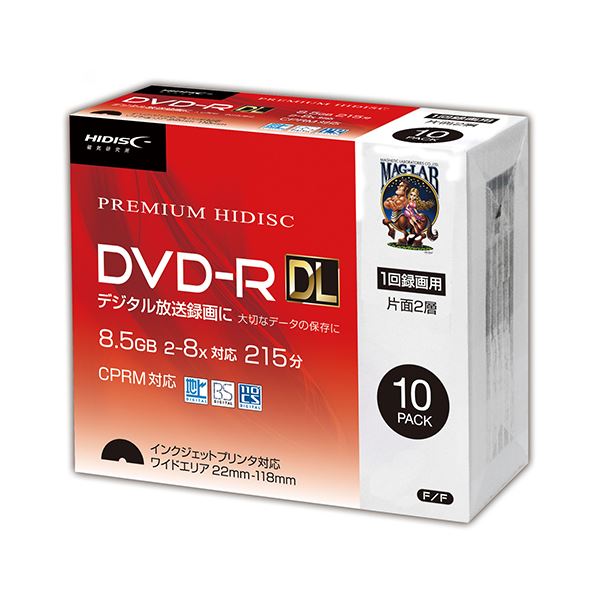 【クーポン配布中】（まとめ）HIDISC DVD-R DL 8倍速対応 8.5GB 1回 CPRM対応 録画用 インクジェットプリンタ対応10枚 スリムケース入り 【×10個セット】 HDDR21JCP10SCX10