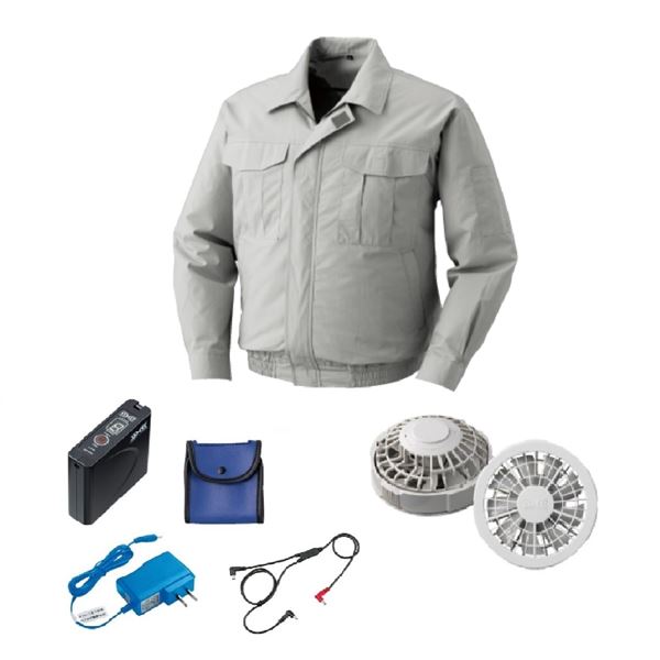 【クーポン配布中】KU90550 空調服 R 綿薄手 FAN2200G・RD9261・LISUPER1セット シルバー 3L