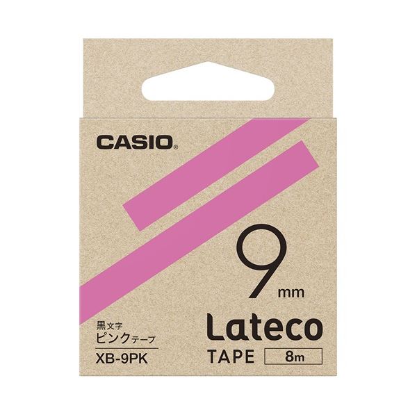 【ポイント20倍】（まとめ）カシオ計算機 ラテコ専用テープXB-9PK ピンクに黒文字（×30セット）